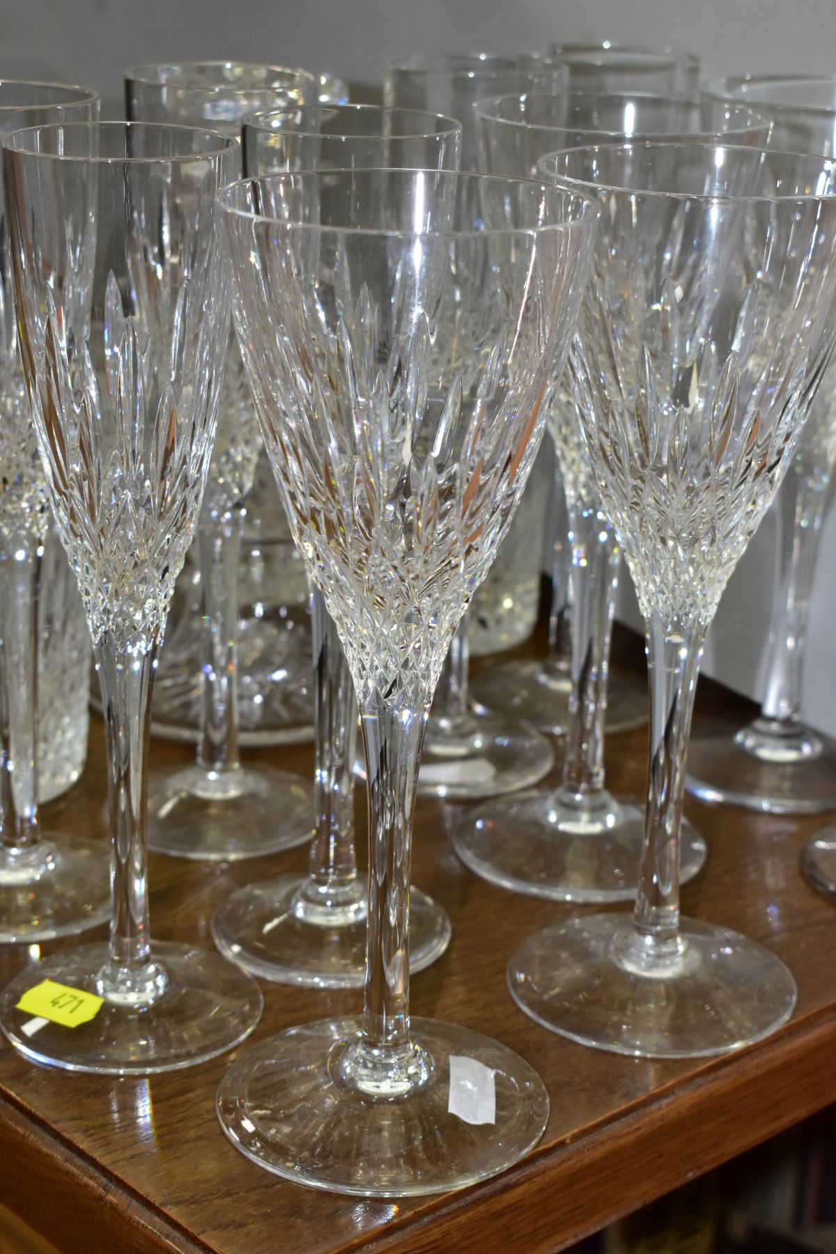 A SUITE OF STUART CRYSTAL DRINKING GLASSES AND A STUART CRYSTAL DECANTER, the decanter of bell shape - Image 5 of 11