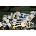 LATE VICTORIAN AND 20TH CENTURY CERAMIC LADLES, to include Masons 'Charteuse', length 27cm, Wedgwood