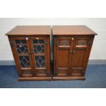 TWO OLD CHARM OAK HI FI CABINETS