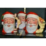 THREE ROYAL DOULTON CHARACTER JUGS, 'Santa Claus' D6668 (doll handle) (seconds), 'Santa Claus' D6675