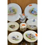 A 1920'S GRIMWADES 'PETER RABBIT' CHILDREN'S PART TEA SET, comprising a cup, four saucers, four