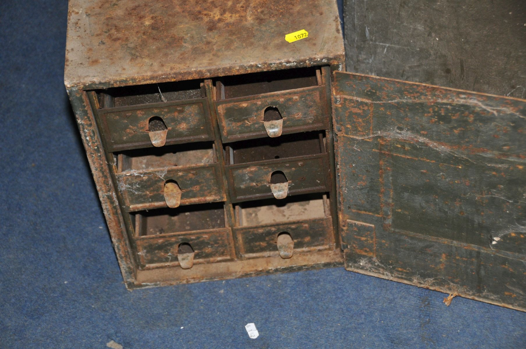 AN INDUSTRIAL METAL CABINET with key width 44cm depth 38cm height 91cm, a vintage Ammo box with Bren - Image 4 of 4