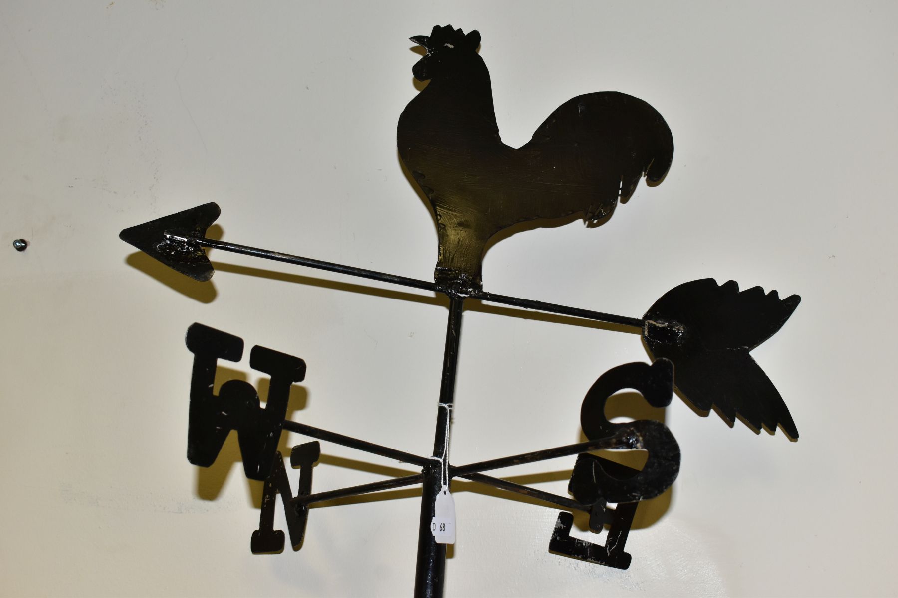 A MODERN BLACK PAINTED METAL WEATHER VANE, cockerel and arrow pointer, height 133cm - Image 2 of 2