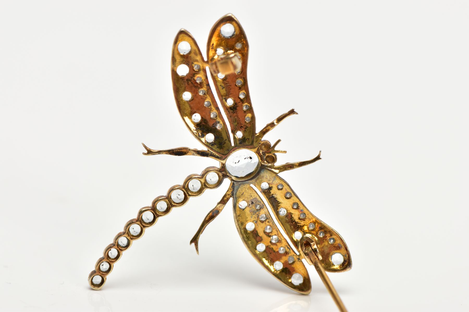 A DRAGONFLY GEM BROOCH, designed as a central oval blue topaz body and circular blue topaz tail, the - Image 2 of 3