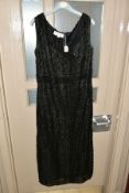 TWO LADIES BLACK BEADED AND SEQUINED EVENING GOWN, one with label Yam Fashions, 100% rayon, size