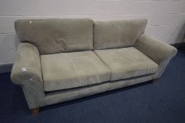 AN UPHOLSTERED SETTEE, length 204cm (sun bleached)