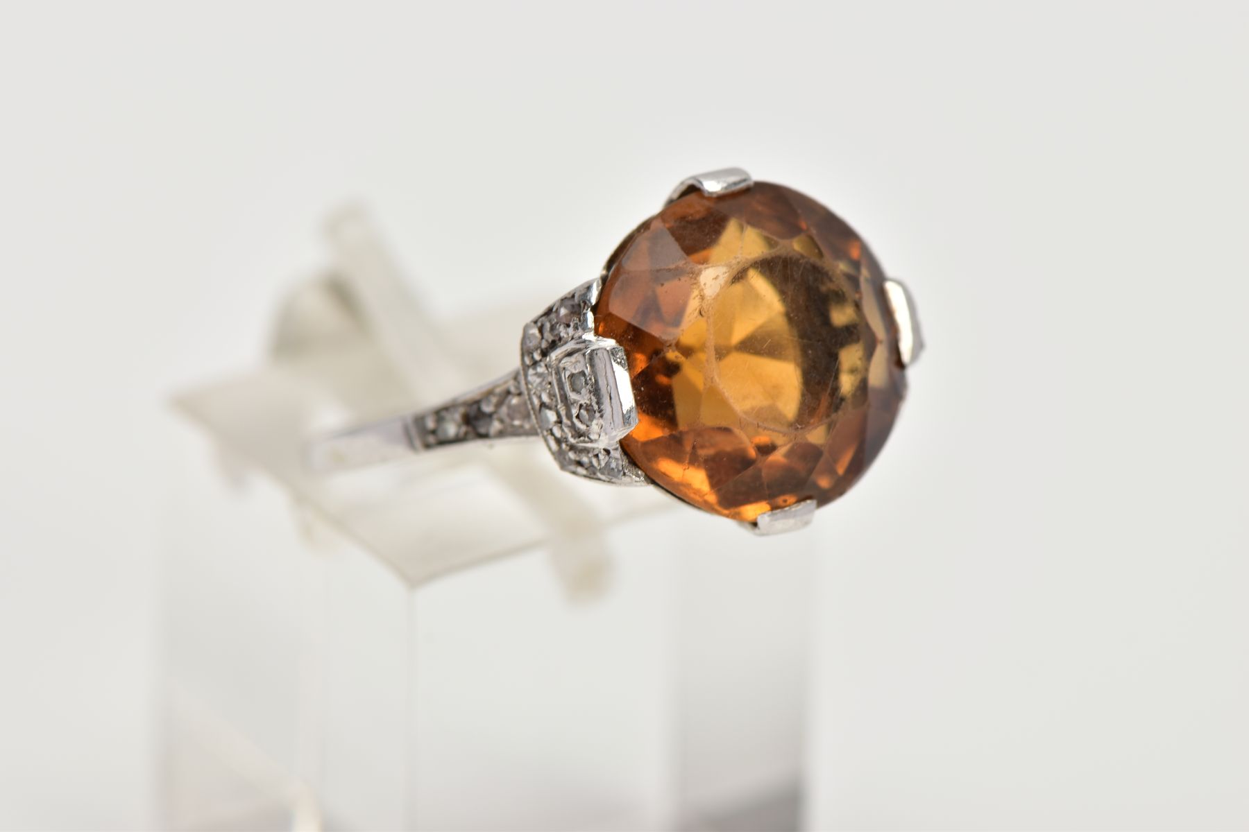 A LATE VICTORIAN CITRINE AND DIAMOND RING, a round faceted citrine measuring approximately 12.3mm in - Image 4 of 4