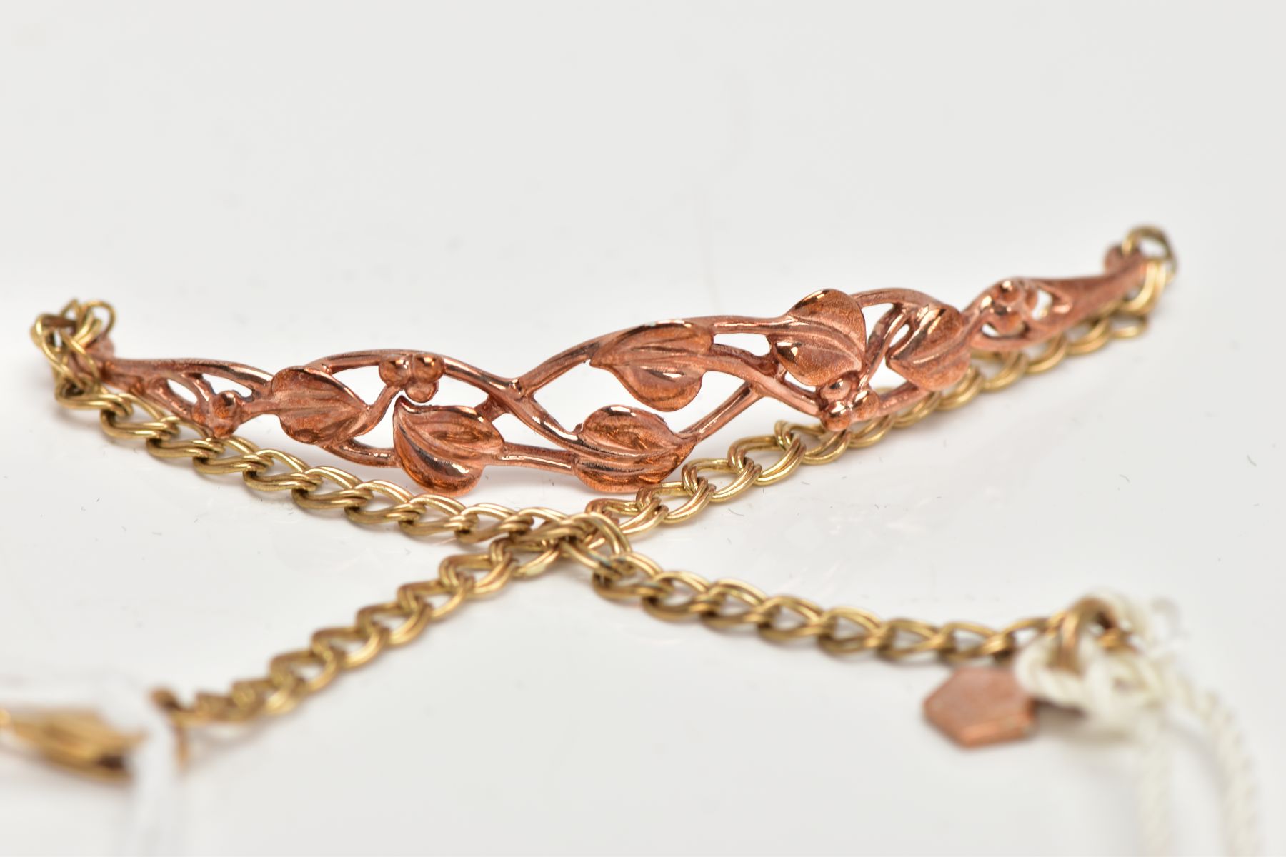 A 9CT GOLD BI-COLOUR CLOGAU BRACELET, the central panel of openwork 'Tree of Life' design in rose - Image 3 of 3