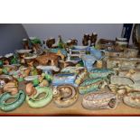 A COLLECTION OF HORNSEA POTTERY/ROYAL FAUNA POSY/VASES, JUGS, ETC, to include rabbits, fawns,