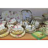 FOUR TEA/DINNER SETS, comprising Royal Worcester pink trim decorated part tea service (milk, jug,