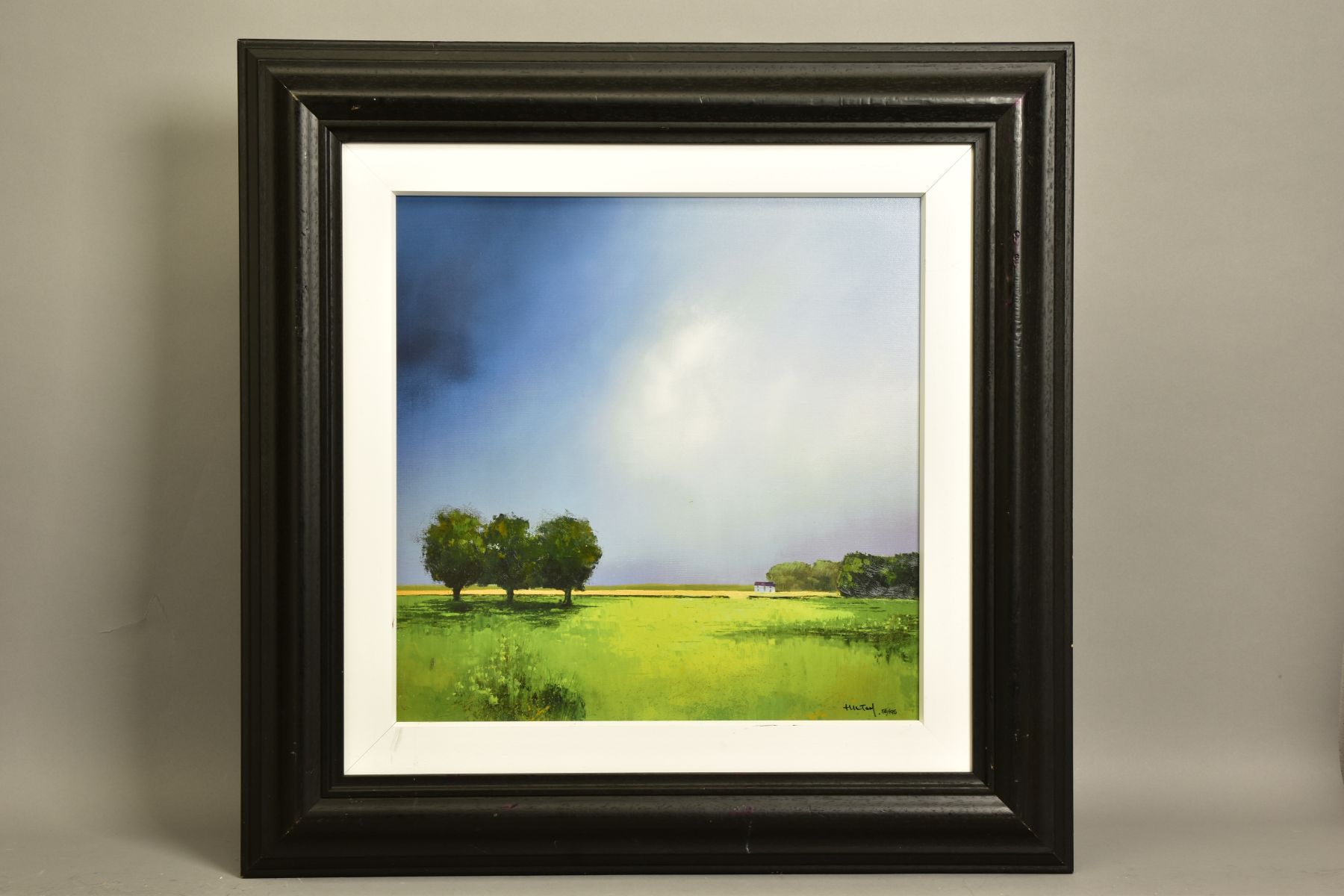 BARRY HILTON (BRITISH 1941) 'GREEN FIELDS OF HOME' a limited edition print of a landscape, signed