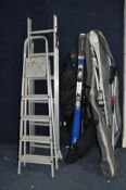 A PAIR OF HEAD CYBER X40 SKIs AND POLES, a pair of Voelkl 44 skis and poles and two sets of