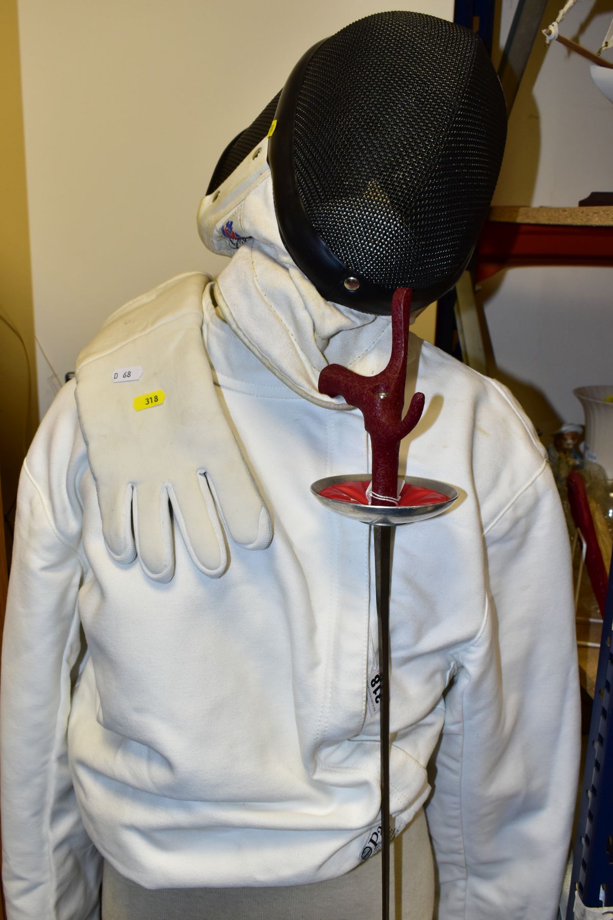 LEON PAUL FENCING MASK, JACKET, FOIL AND BAG, together with a glove (unmarked)