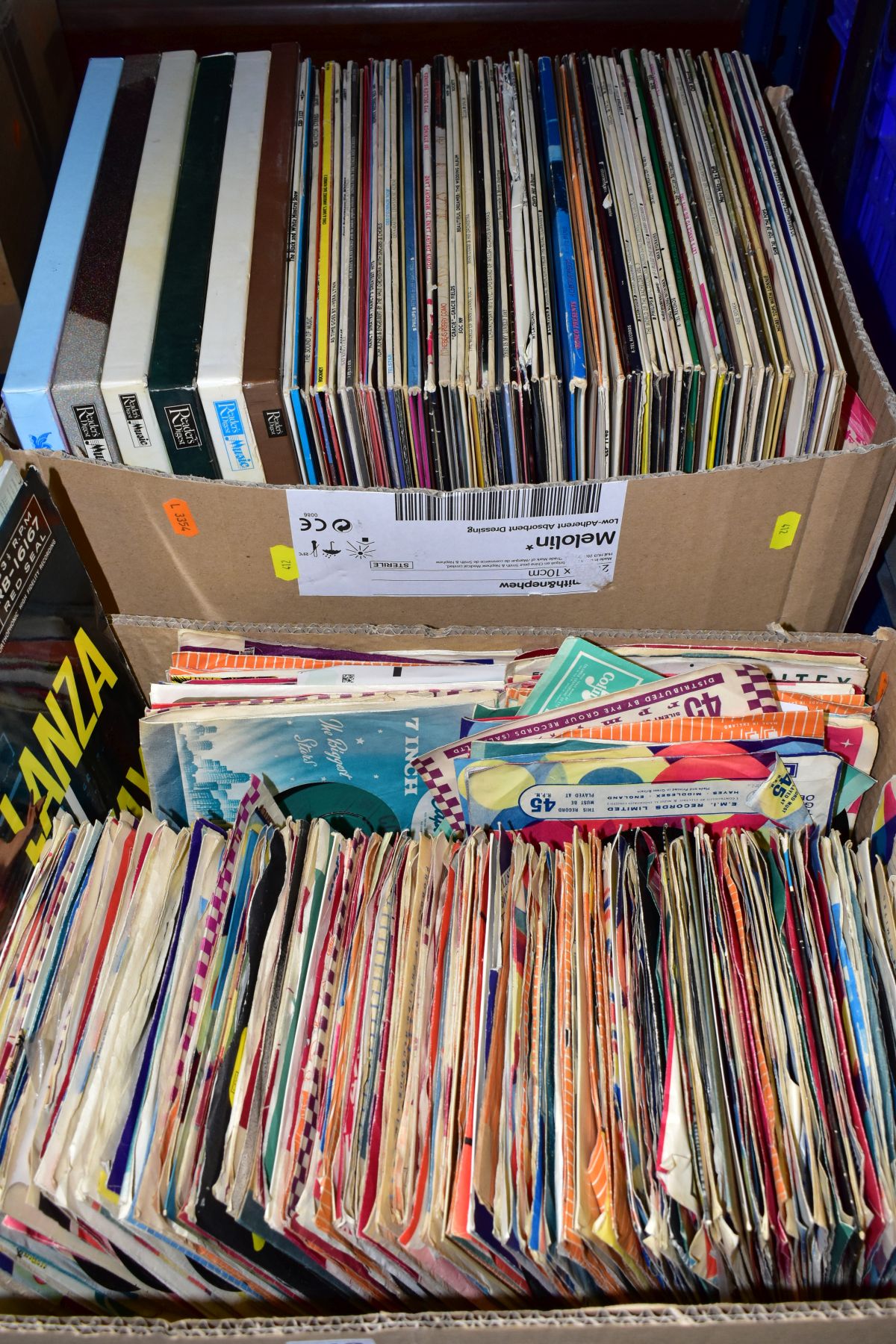 TWO TRAYS CONTAINING APPROXIMATELY TWO HUNDRED 7 INCH SINGLES AND EIGHTY LP's including ten