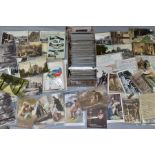 POSTCARDS, approximately 380 postcards (300+ in plastic sleeves), subjects include topographical