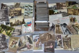 POSTCARDS, approximately 380 postcards (300+ in plastic sleeves), subjects include topographical