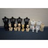 A COLLECTION OF MANNEQUINS to include seven torsos and eight wig display heads including six which
