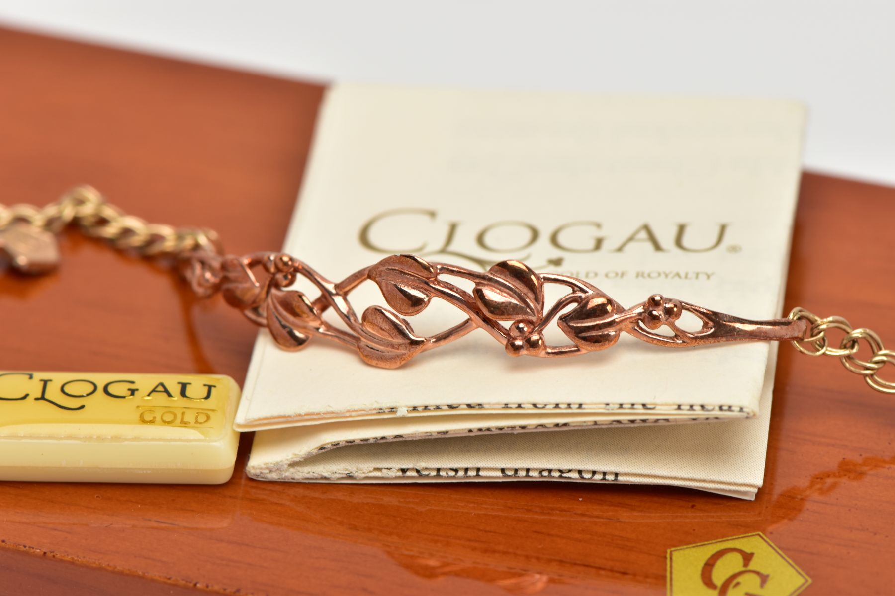 A 9CT GOLD BI-COLOUR CLOGAU BRACELET, the central panel of openwork 'Tree of Life' design in rose - Image 2 of 3