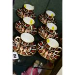 SIX ROYAL CROWN DERBY IMARI COFFEE CANS AND SAUCERS, '1128' pattern, factory backstamp and XLI to