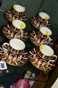 SIX ROYAL CROWN DERBY IMARI COFFEE CANS AND SAUCERS, '1128' pattern, factory backstamp and XLI to