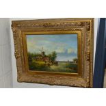 A PAIR OF DUTCH RIVER LANDSCAPES, painted in the 19th century style, oil on board, signed C Tyrell