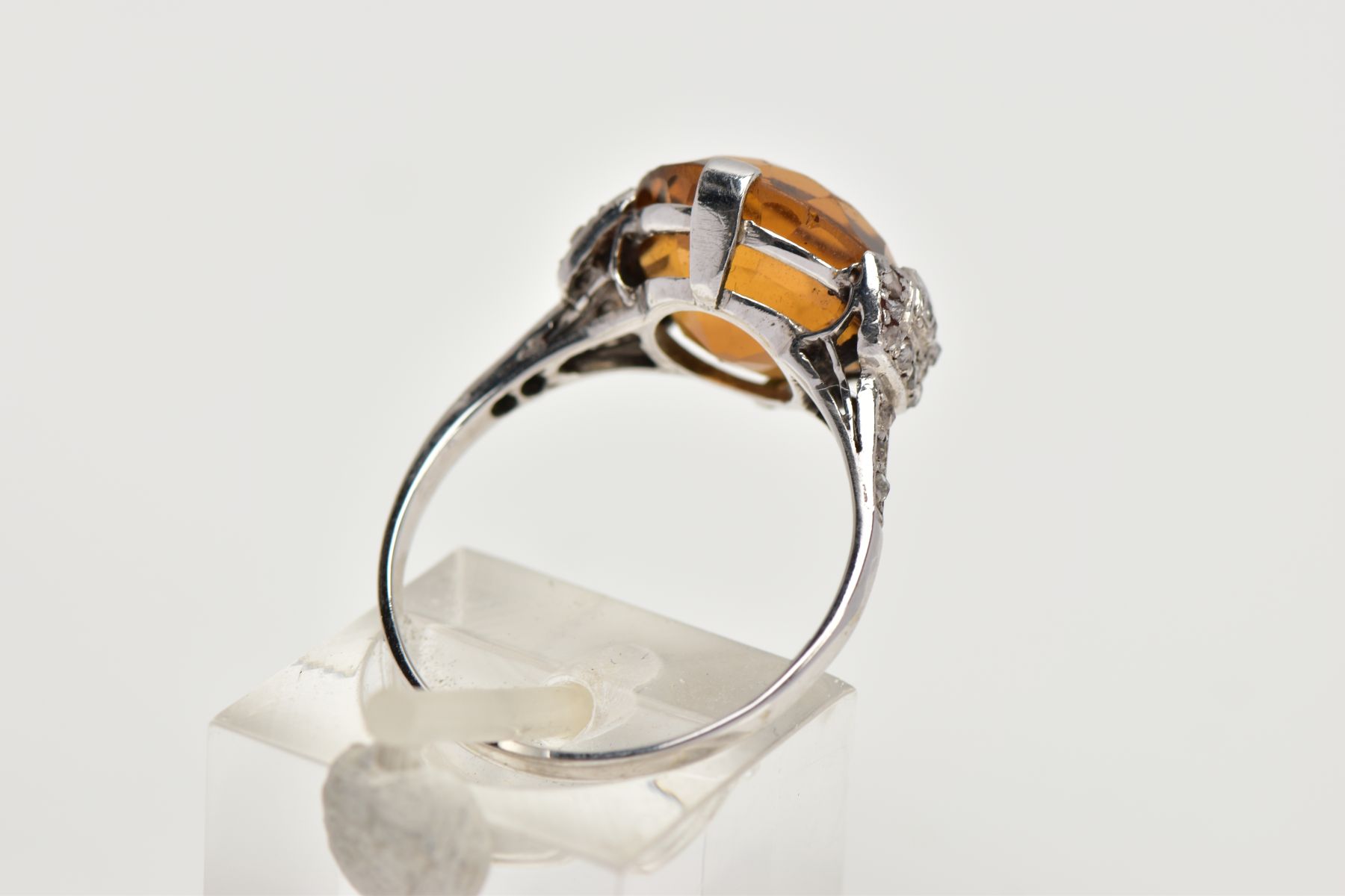 A LATE VICTORIAN CITRINE AND DIAMOND RING, a round faceted citrine measuring approximately 12.3mm in - Image 3 of 4