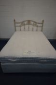 A HYPNOS 5FT DIVAN BED AND REGULAR SPRING TENSION MATTRESS (damage to upholstery, see image)