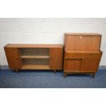 A MID 20TH CENTURY TEAK BUREAU with a single drawer, width 81cm x depth 40cm x height 108cm along