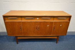 A G PLAN FRESCO TEAK SIDEBOARD, with three drawers over four cupboard doors, width 152cm x depth