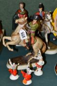 A PAIR OF ITALIAN ALFRETTO BY MARURI FIGURES ON HORSEBACK, Napoleon and Wellington (sword broken)