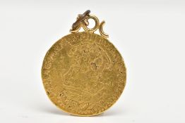 A GOLD GUINEA WILLIAM & MARY, some ware has been mounted, approximately 8 gram 1692