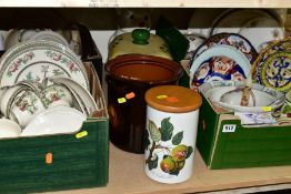 FOUR BOXES AND LOOSE CERAMICS, ETC, to include Johnson Bros 'Indian Tree' part dinner/tea service,