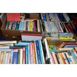 SIX BOXES OF MOSTLY MODERN HARDBACK BOOKS, including novels, autobiographies, Royalty interest,