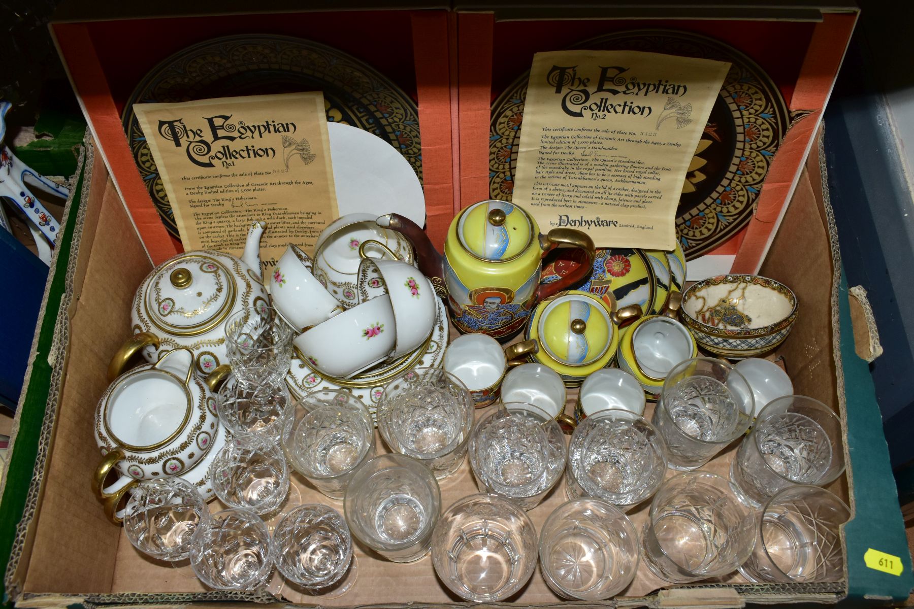 FOUR BOXES OF CERAMICS AND GLASSWARE, including two boxed Denbyware Egyptian collection plates, - Image 8 of 16
