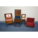 A COLLECTION OF EARLY TO MID 20TH CENTURY SEWING BOXES with upholstered interiors, the largest at