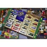 A QUANTITY OF UNBOXED AND ASSORTED PLAYWORN DIECAST VEHICLES, to include Dinky, Corgi, Matchbox,