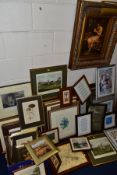 PAINTINGS AND PRINTS, to include two watercolour botanical studies with indistinct monogramme,