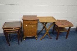 FOUR VARIOUS PIECES OF OCCASIONAL FURNITURE, to include a mahogany nest of three tables,