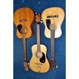 THREE ACCOUSTIC GUITARS, comprising a Kay model G101, an un-named example, lacks logo and stamped