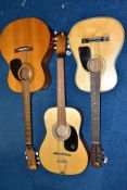 THREE ACCOUSTIC GUITARS, comprising a Kay model G101, an un-named example, lacks logo and stamped