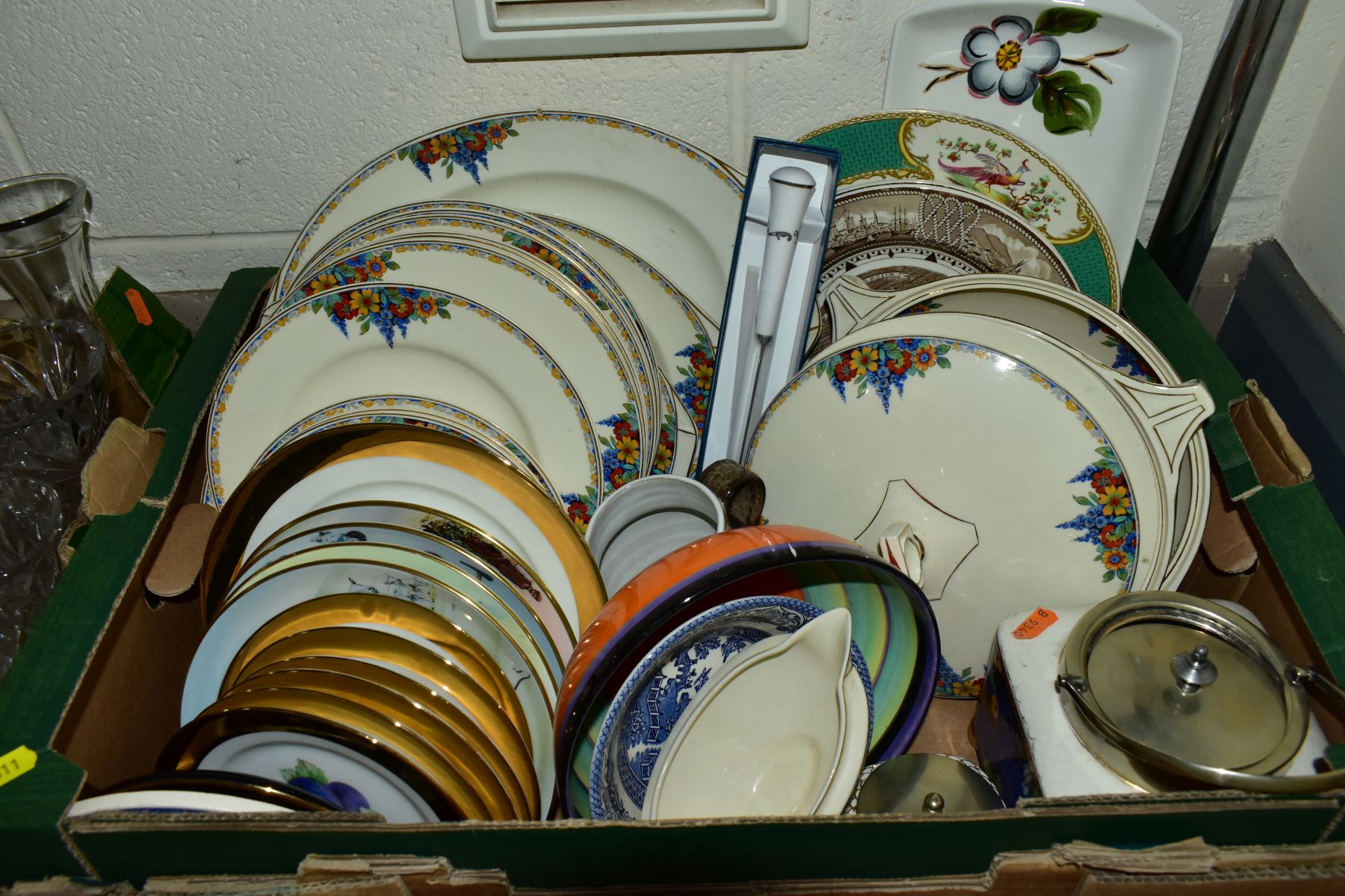FOUR BOXES OF CERAMICS AND GLASSWARE, including two boxed Denbyware Egyptian collection plates, - Image 10 of 16