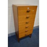 A G PLAN QUADRILLE CHEST OF SIX DRAWERS, width 51cm x depth 48cm x height 116cm (label detached