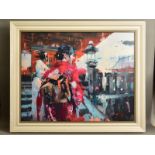 CHRISTIAN HOOK (BRITISH 1971) 'GEISHAS AT DERA TEMPLE' a limited edition print 17/50, a contemporary