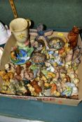 A GROUP OF WADE ORNAMENTS, ETC, to include Whimsies, Tom Piper, Bambi, Lady, Peg, Miss Fluffy cat (