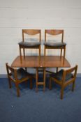 A TEAK GATE LEG TABLE and four chairs (Sd to table top) (5)