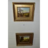 A PAIR OF LANDSCAPE OILS IN THE LATE 19TH CENTURY CONTINENTAL STYLE, painted circa 1970's/1980's,