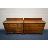 TWO SOLID OAK BEDROOM UNITS, to include a chest of three long drawers and a chest of two drawers