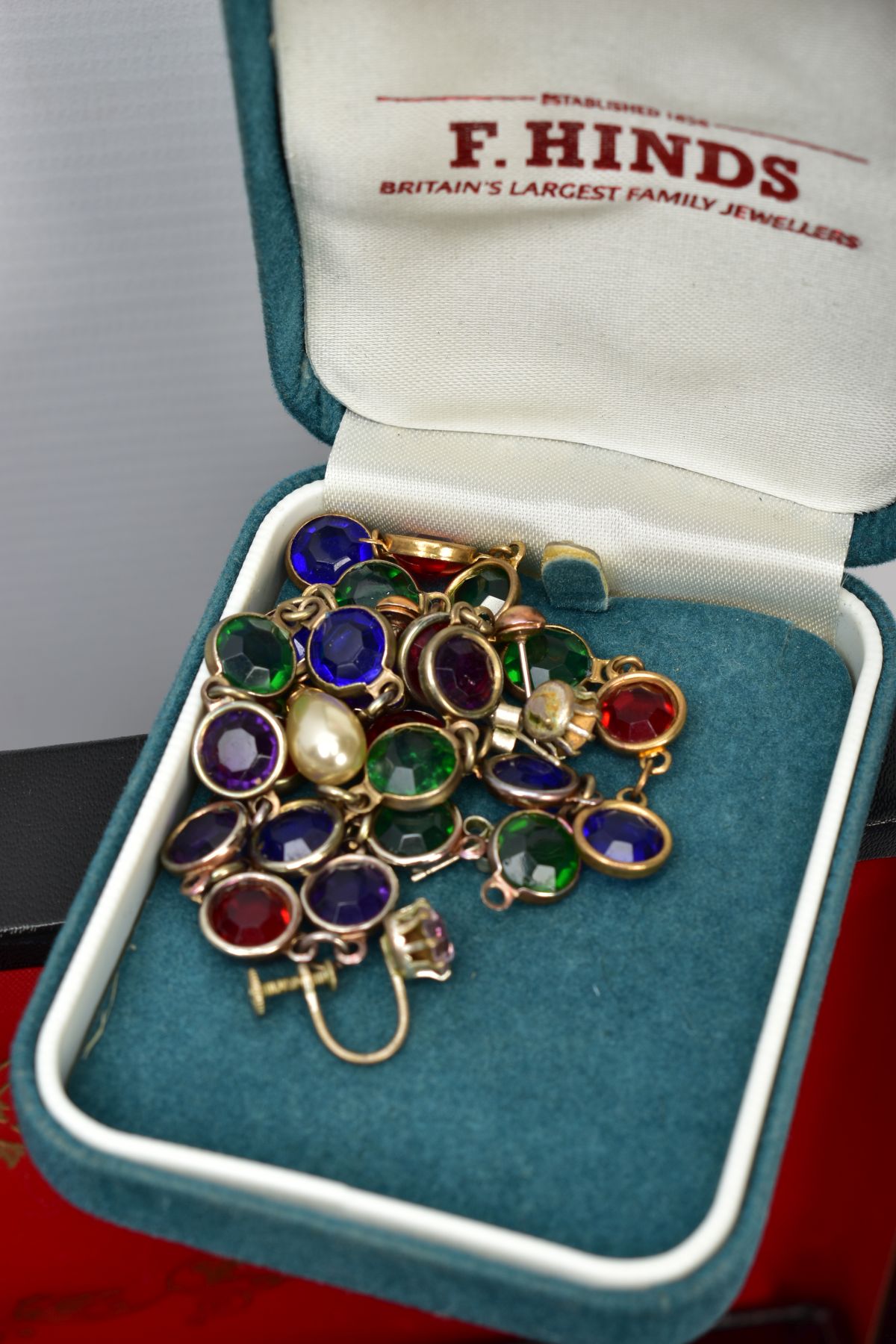 A BOX OF COSTUME JEWELLERY, to include two enamel brooches by Fish, a hinged bangle, various - Image 4 of 10