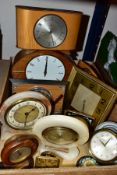 VARIOUS MATEL CLOCKS, ALARM CLOCKS, TIMEPIECES ETC, to include Smiths mantel clock (key), three