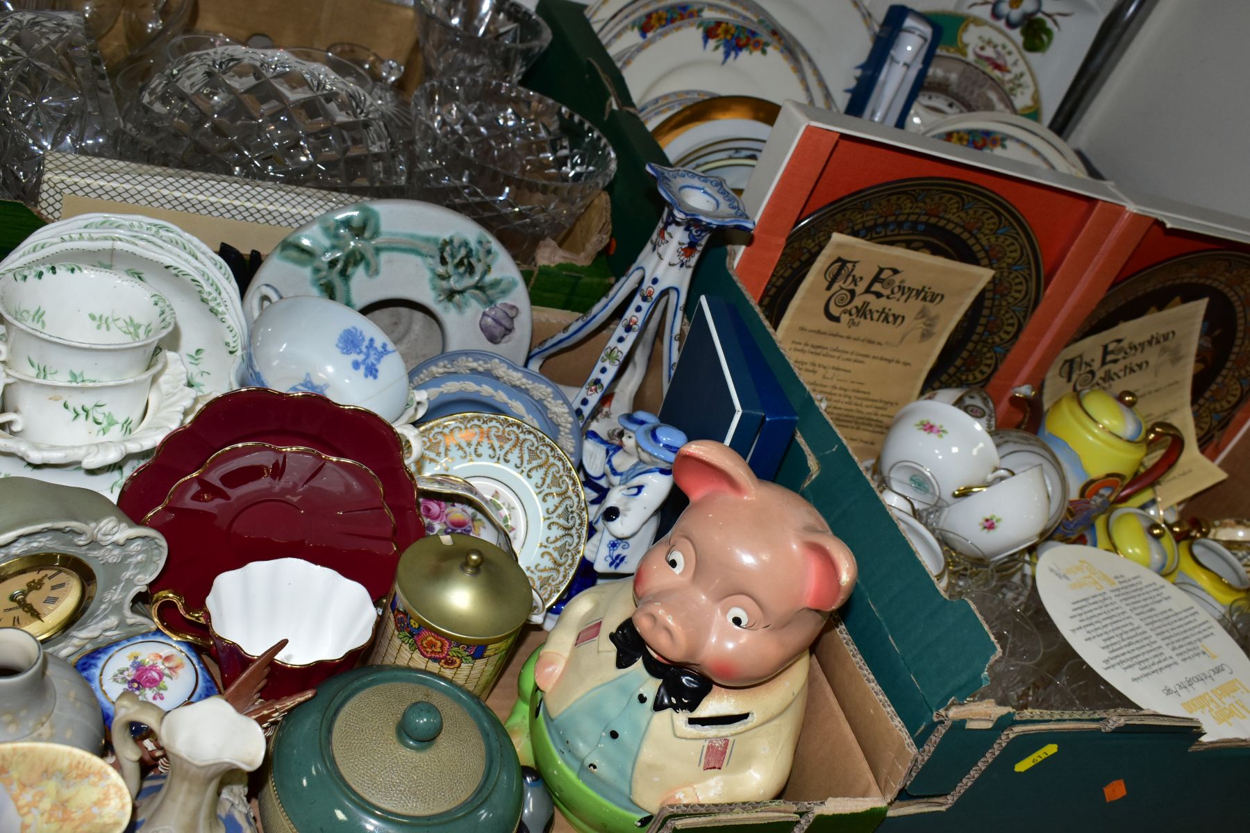 FOUR BOXES OF CERAMICS AND GLASSWARE, including two boxed Denbyware Egyptian collection plates, - Image 16 of 16